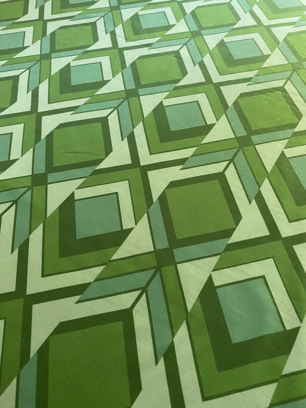 Green Diamond Print Spun Poly Stretch Fabric
