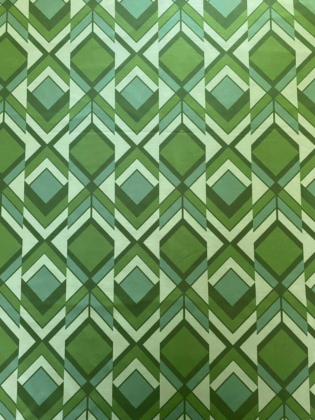 Green Diamond Print Spun Poly Stretch Fabric