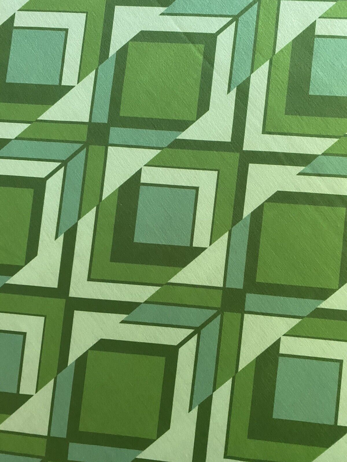 Green Diamond Print Spun Poly Stretch Fabric