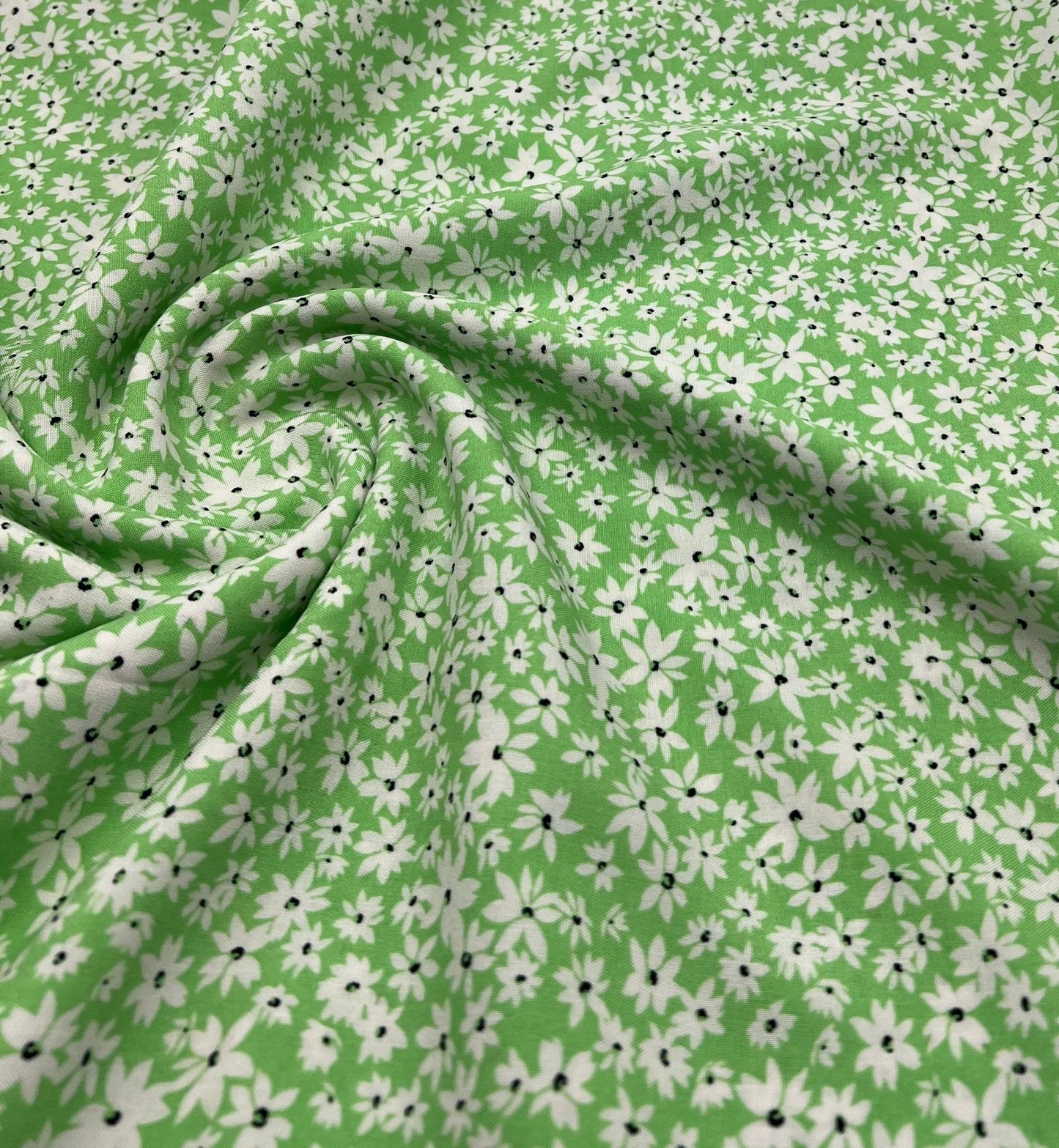 Green Ditsy Floral Lightweight Non Stretch Woven Fabric