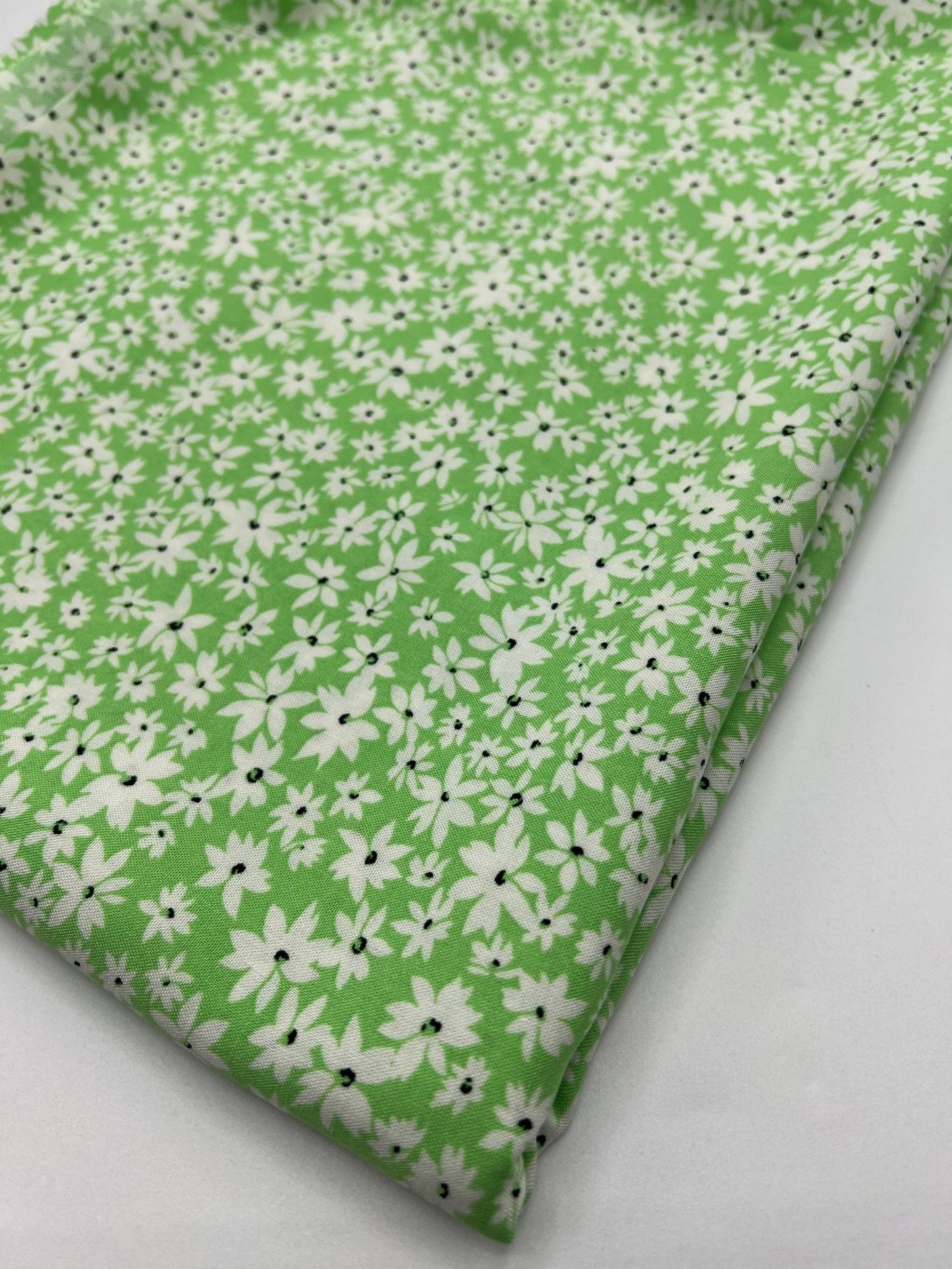 Green Ditsy Floral Lightweight Non Stretch Woven Fabric