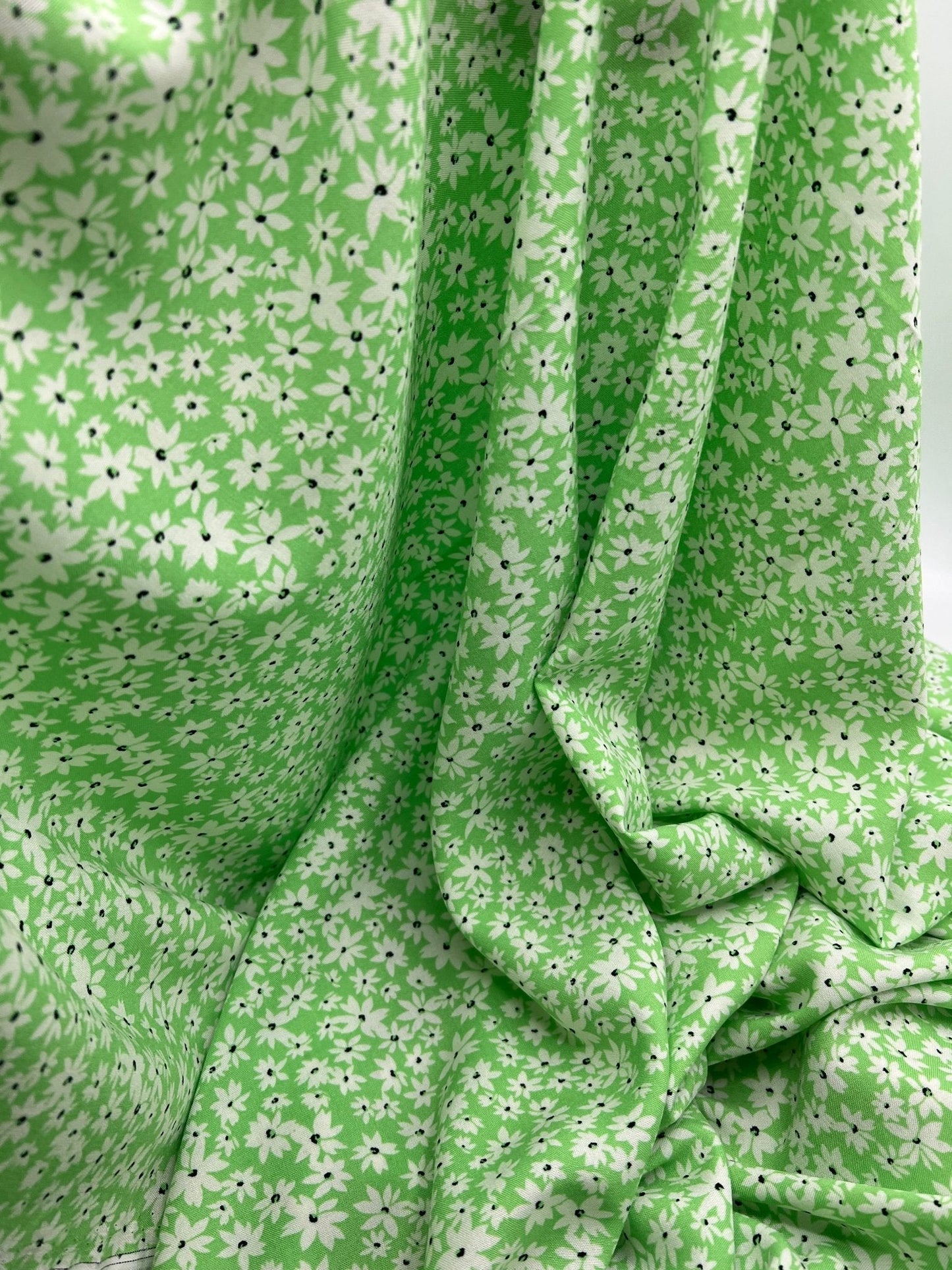 Green Ditsy Floral Lightweight Non Stretch Woven Fabric