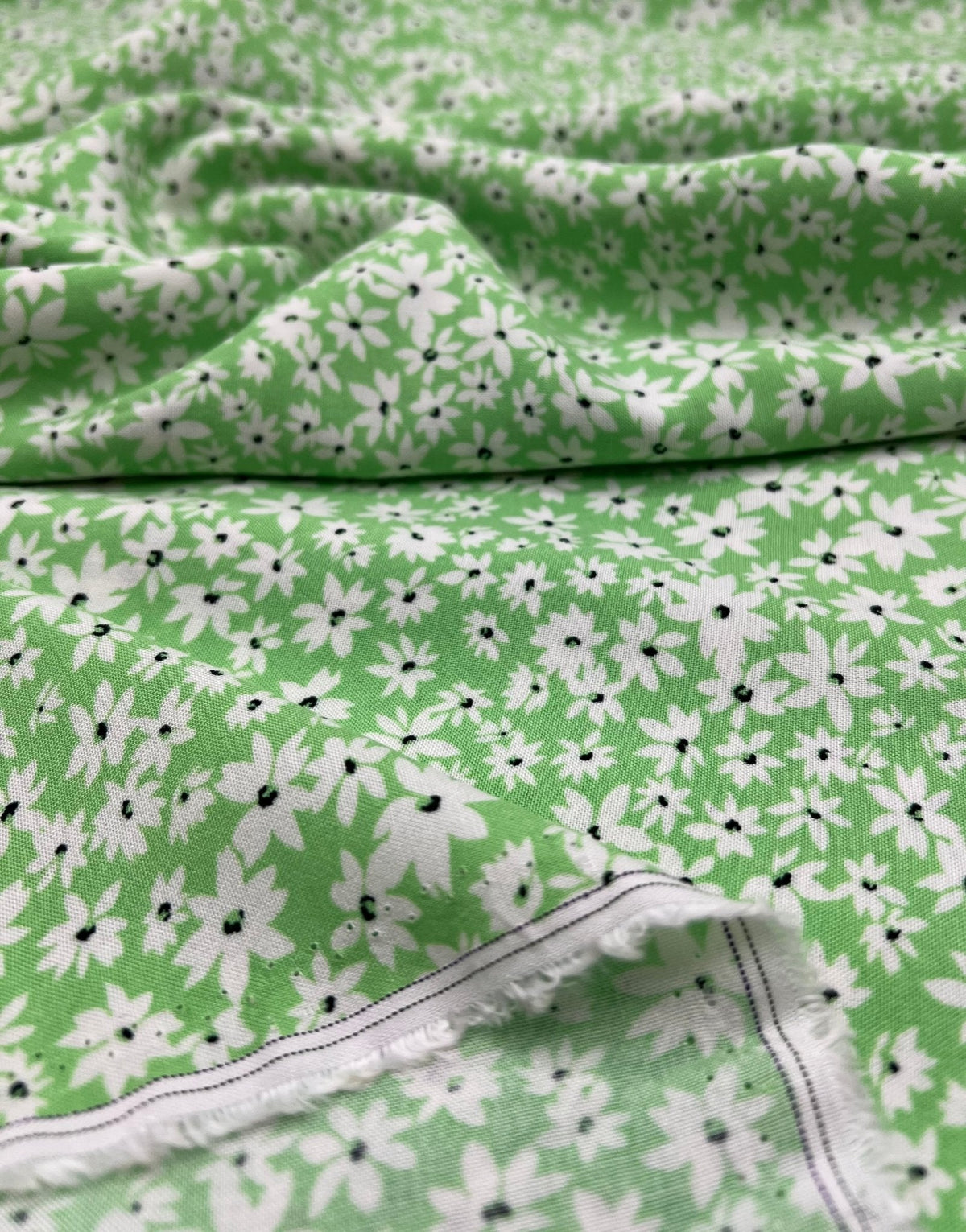 Green Ditsy Floral Lightweight Non Stretch Woven Fabric