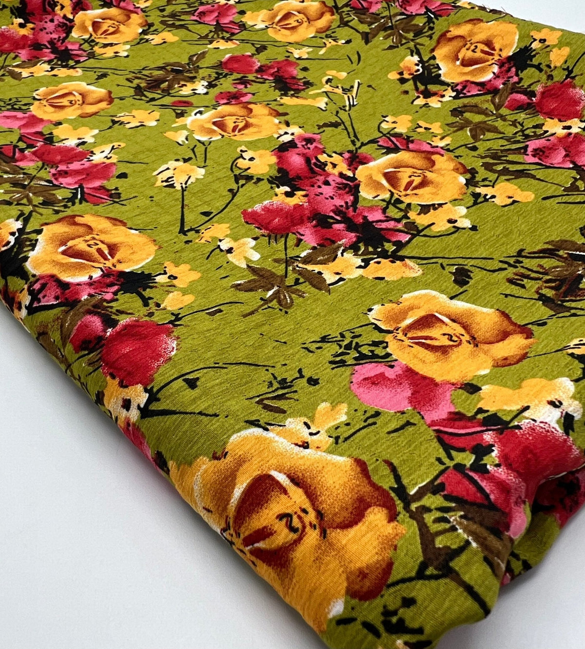 Green Floral Printed Chiffon Dress Fabric