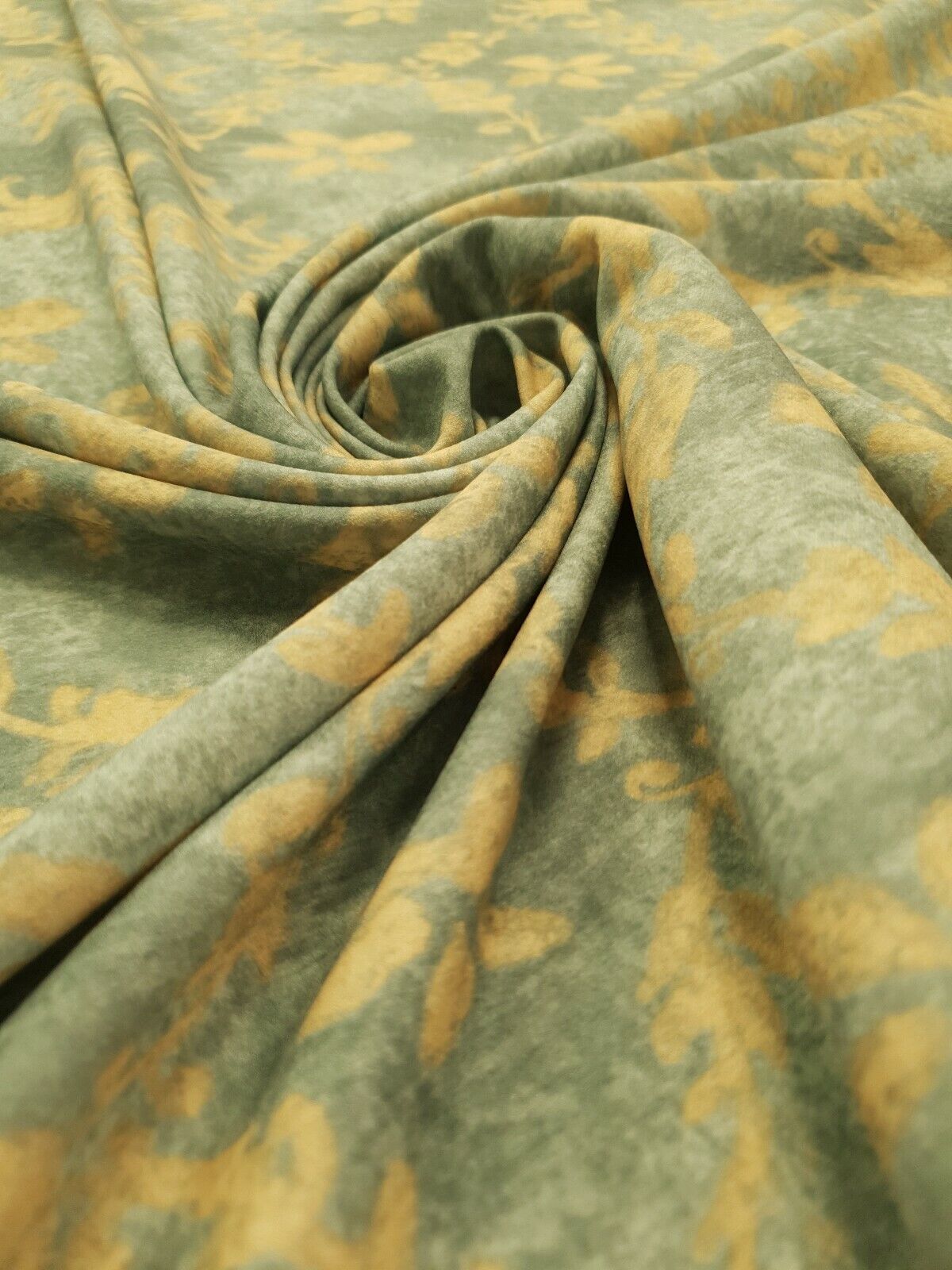Green Floral Printed Scuba Crepe Jersey Fabric 4 Way Stretch