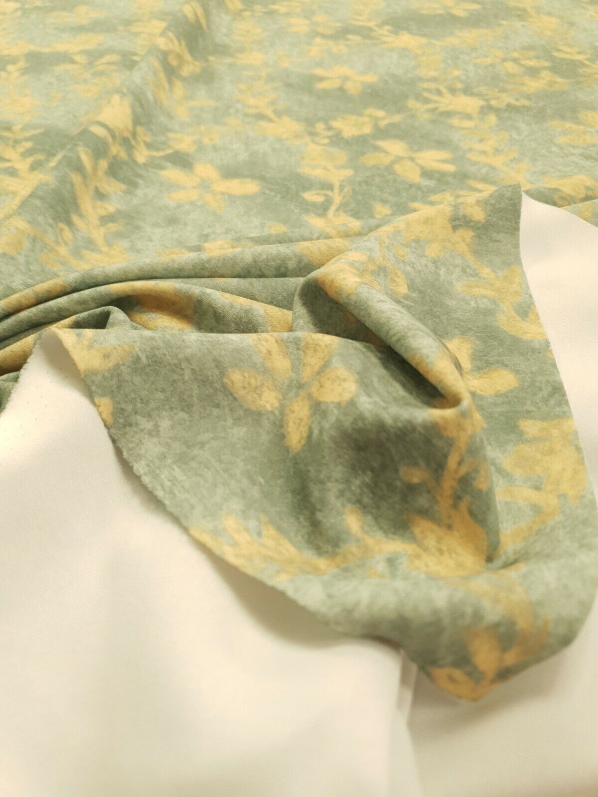 Green Floral Printed Scuba Crepe Jersey Fabric 4 Way Stretch