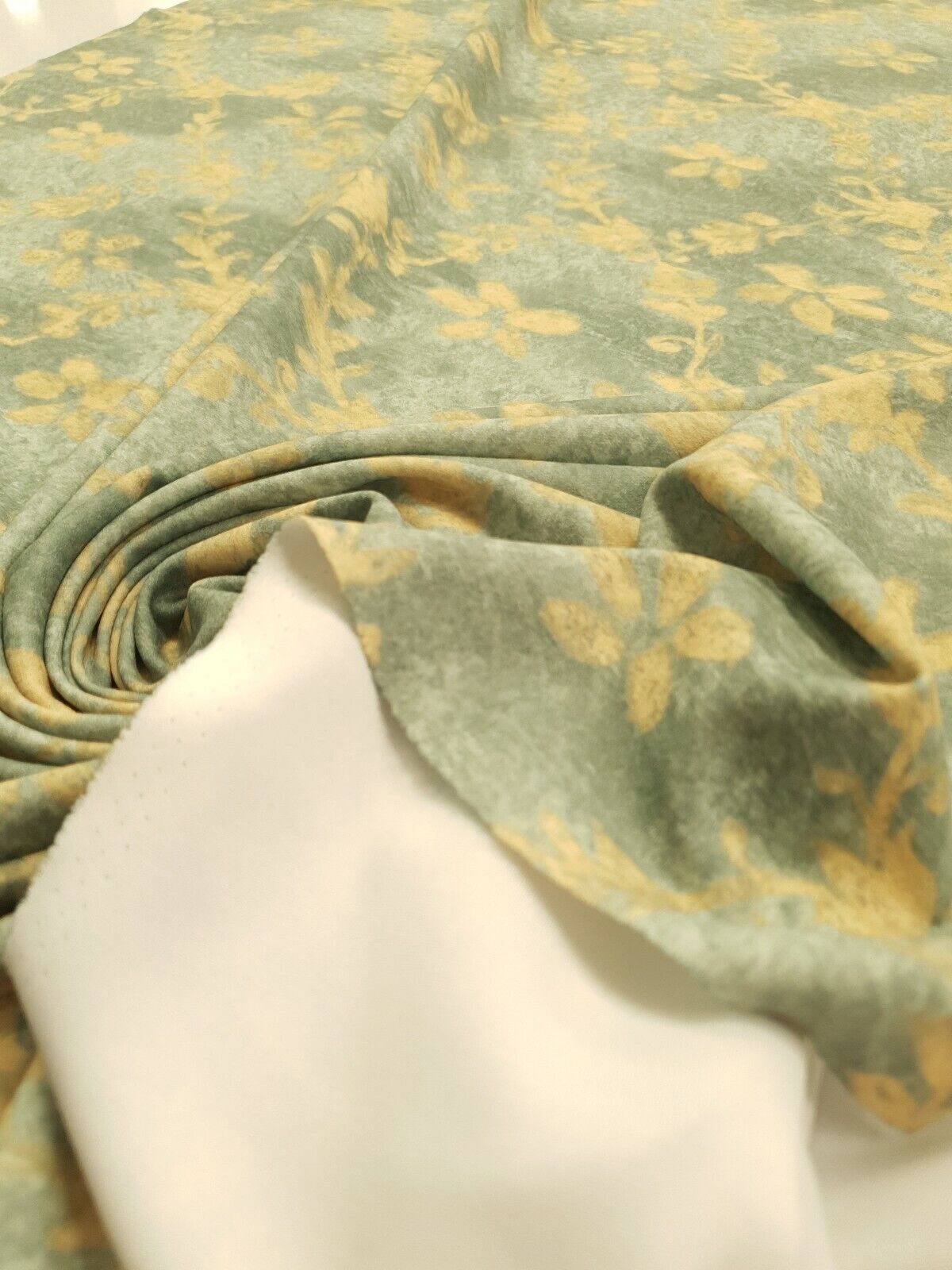 Green Floral Printed Scuba Crepe Jersey Fabric 4 Way Stretch