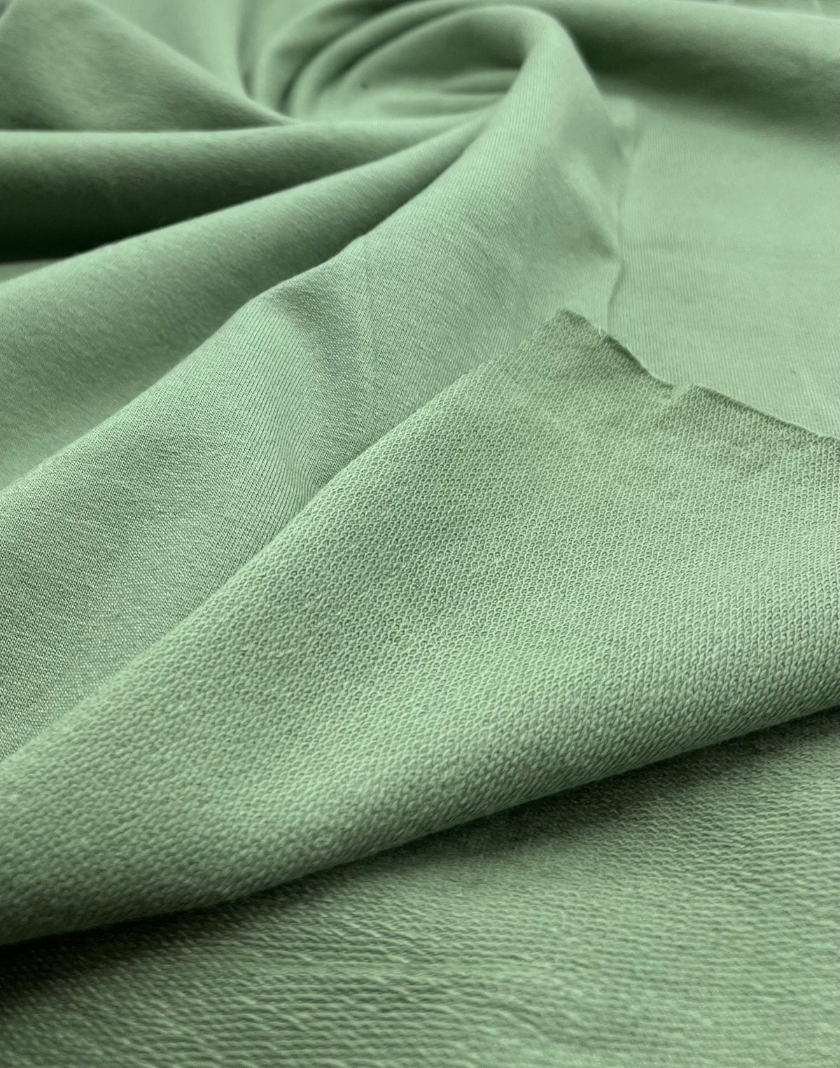 Green French Terry Loopback Cotton Jersey 230 GSM 95/5 Lycra 4 Way Stretch