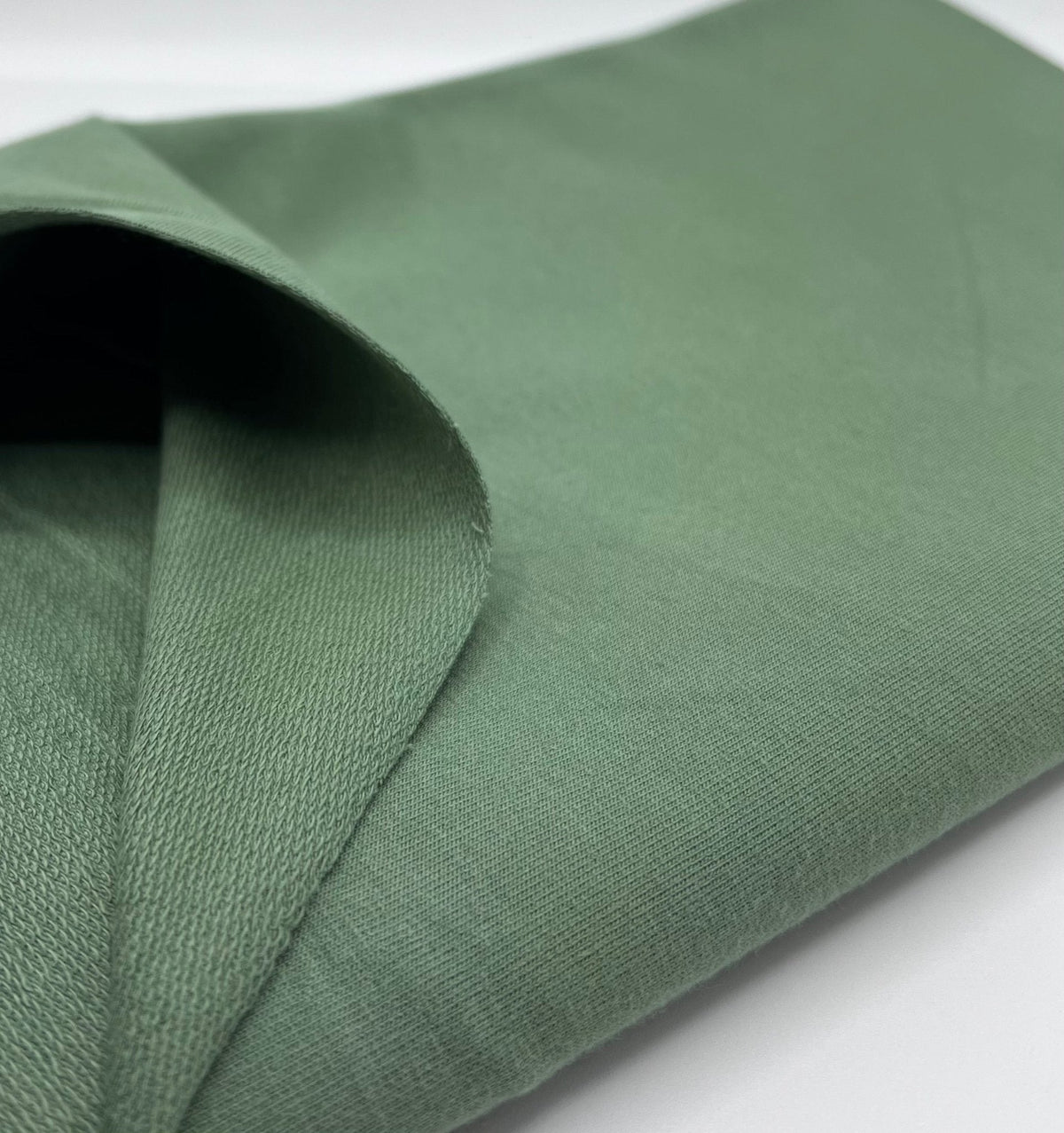 Green French Terry Loopback Cotton Jersey 230 GSM 95/5 Lycra 4 Way Stretch