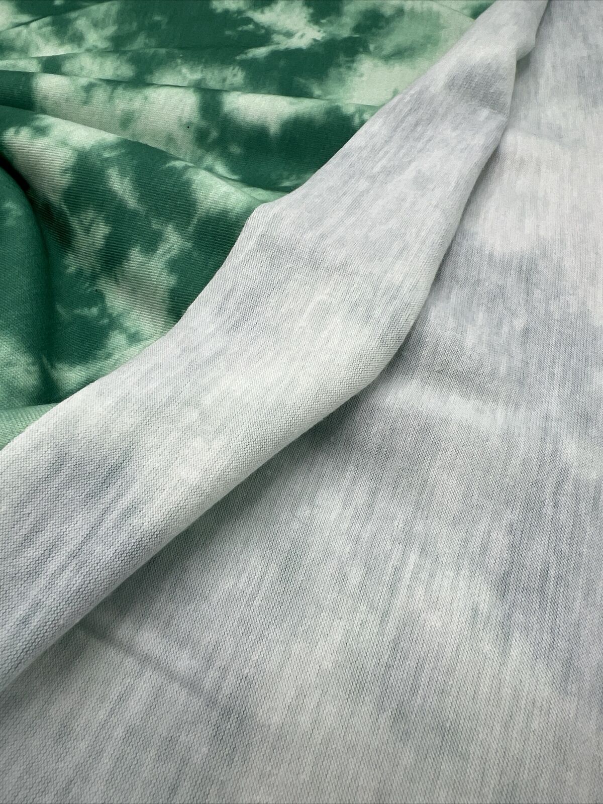 Green Mix Print Spun Poly Stretch Fabric