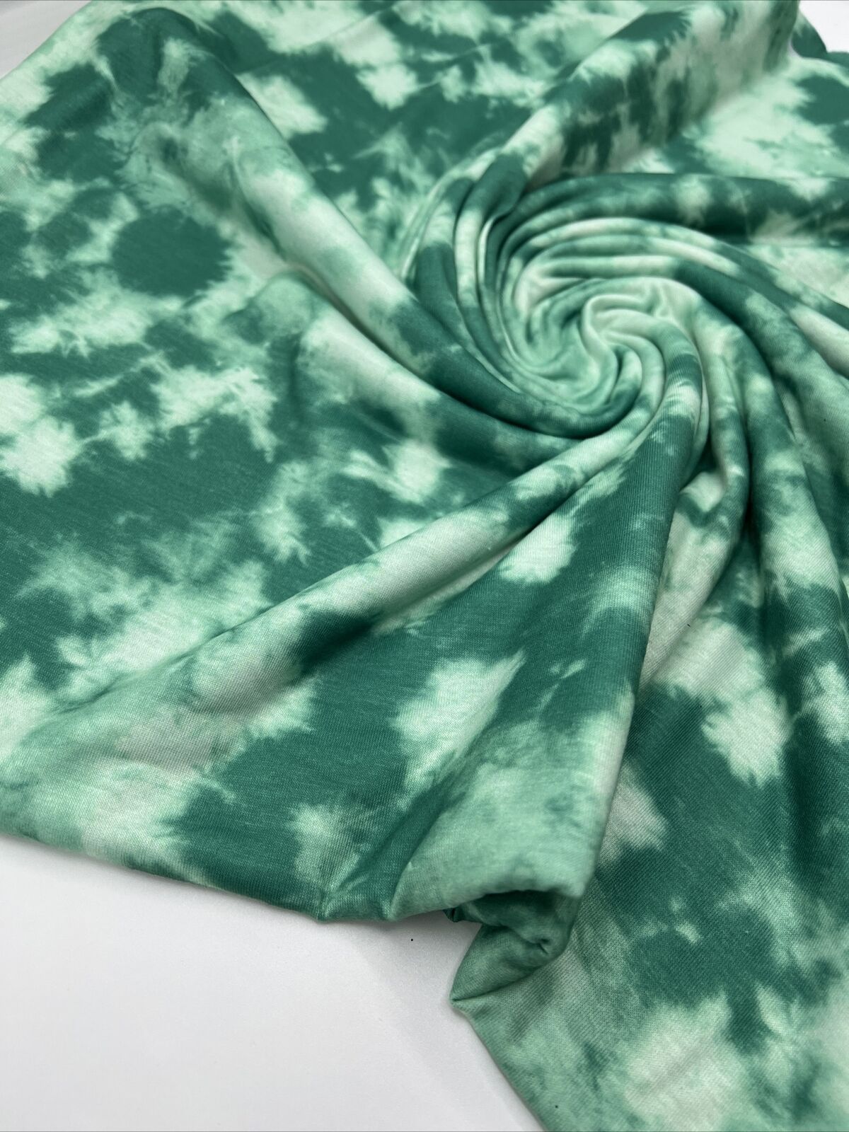 Green Mix Print Spun Poly Stretch Fabric