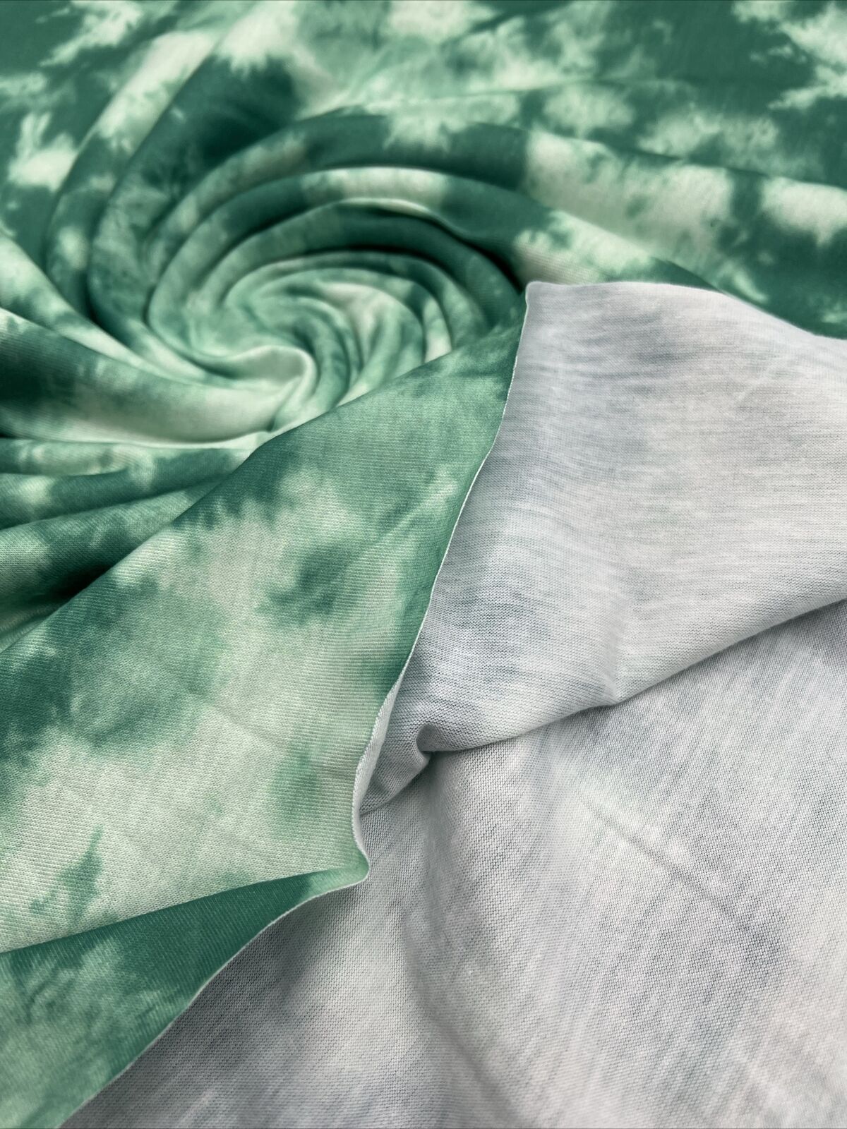 Green Mix Print Spun Poly Stretch Fabric