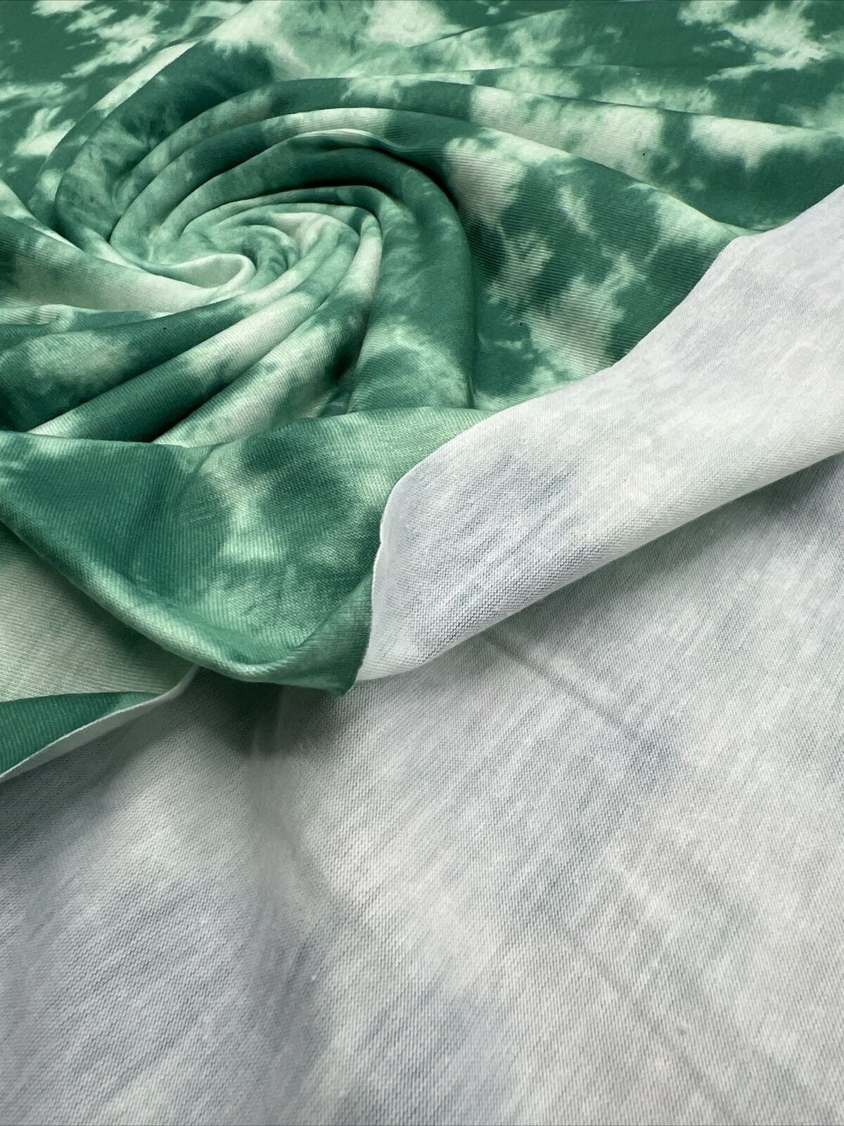 Green Mix Print Spun Poly Stretch Fabric