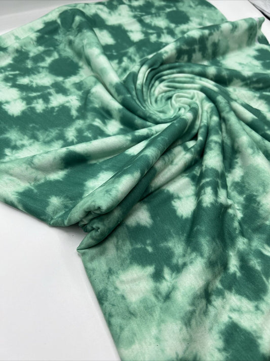 Green Mix Print Spun Poly Stretch Fabric