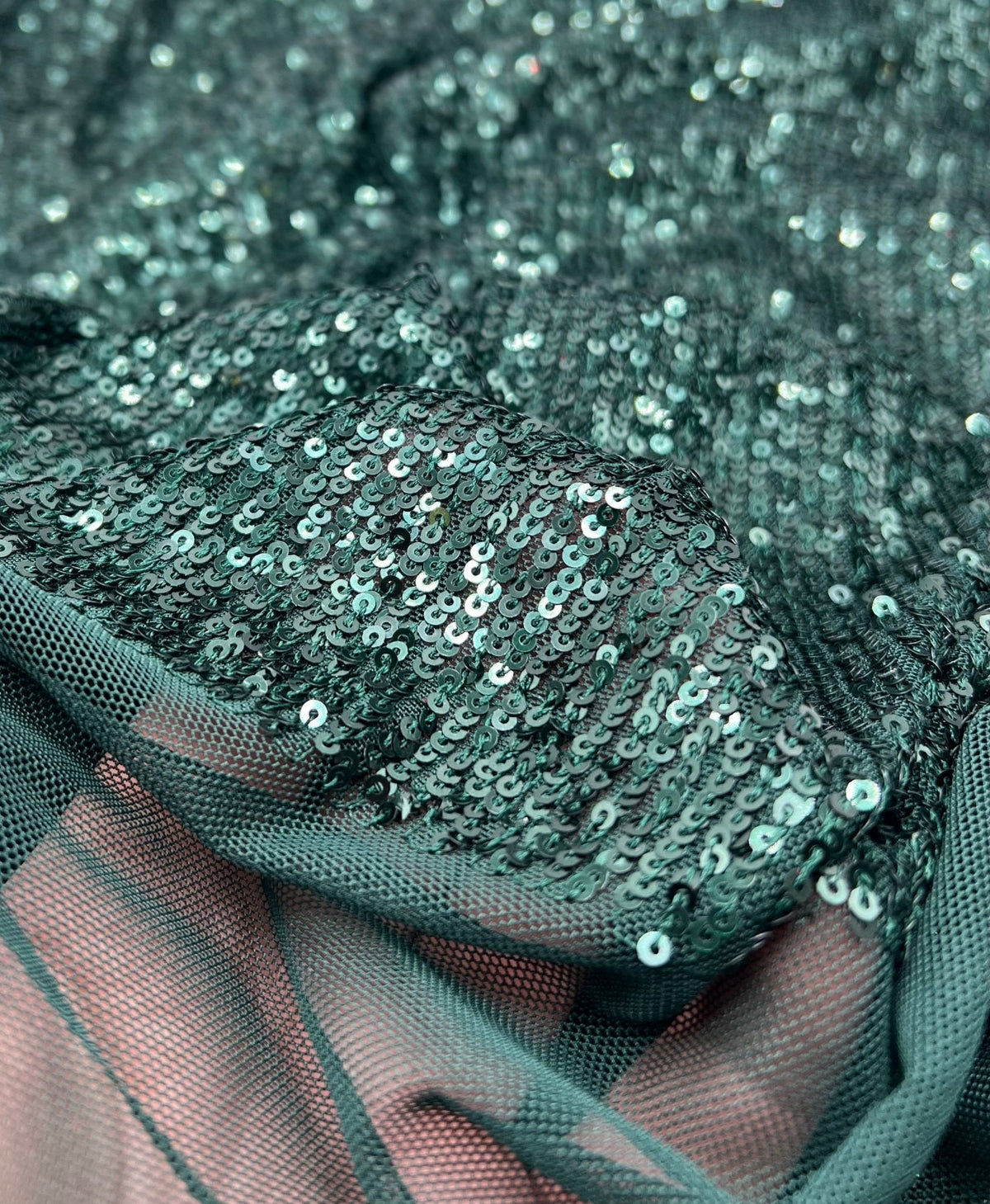 Green On Green Sequin Detail Stretch Fabric
