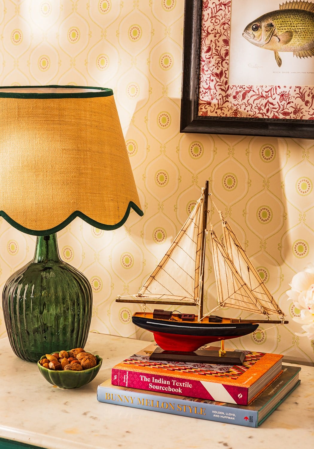 Green Petal Jute Scallop Lampshade