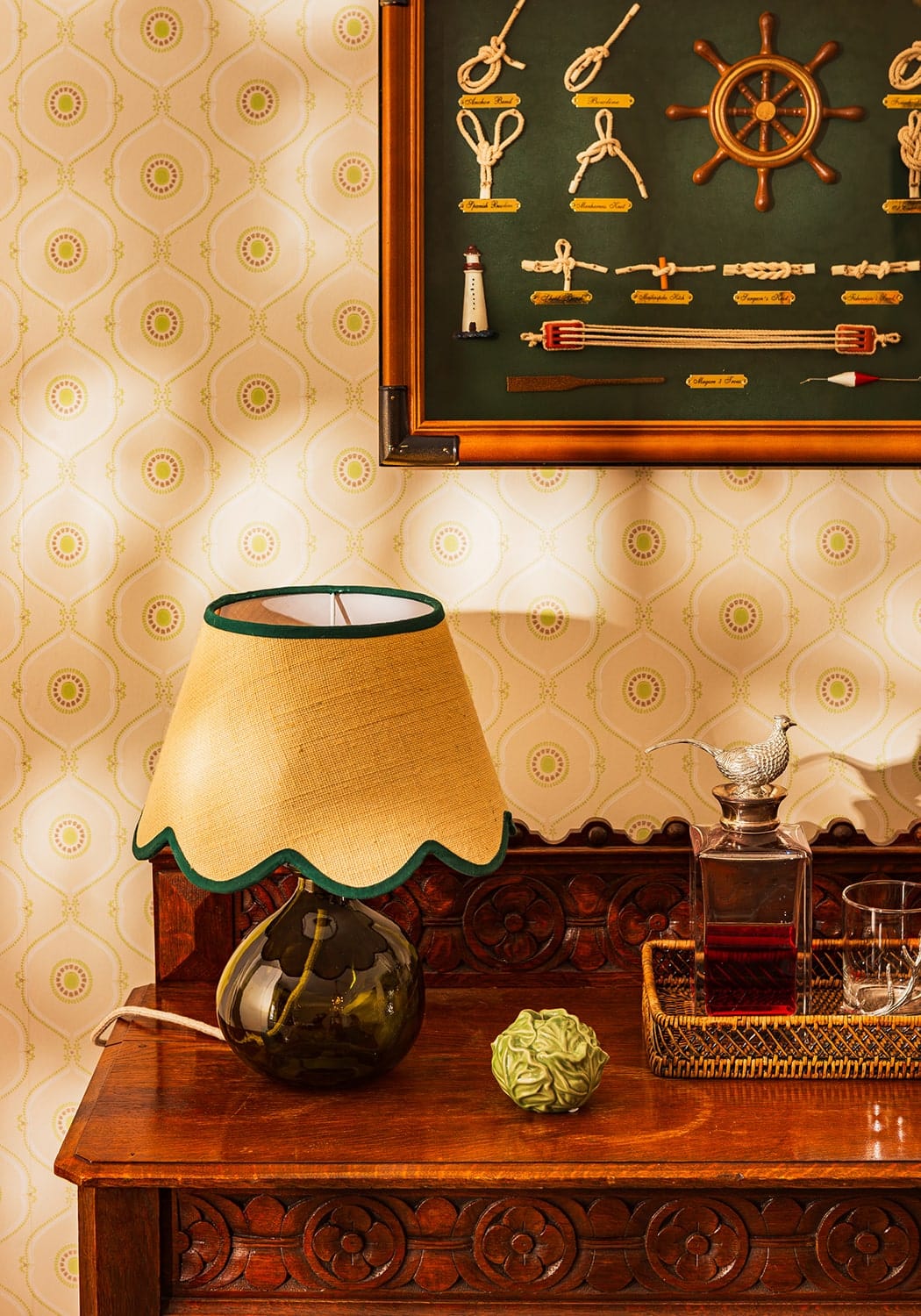 Green Petal Jute Scallop Lampshade