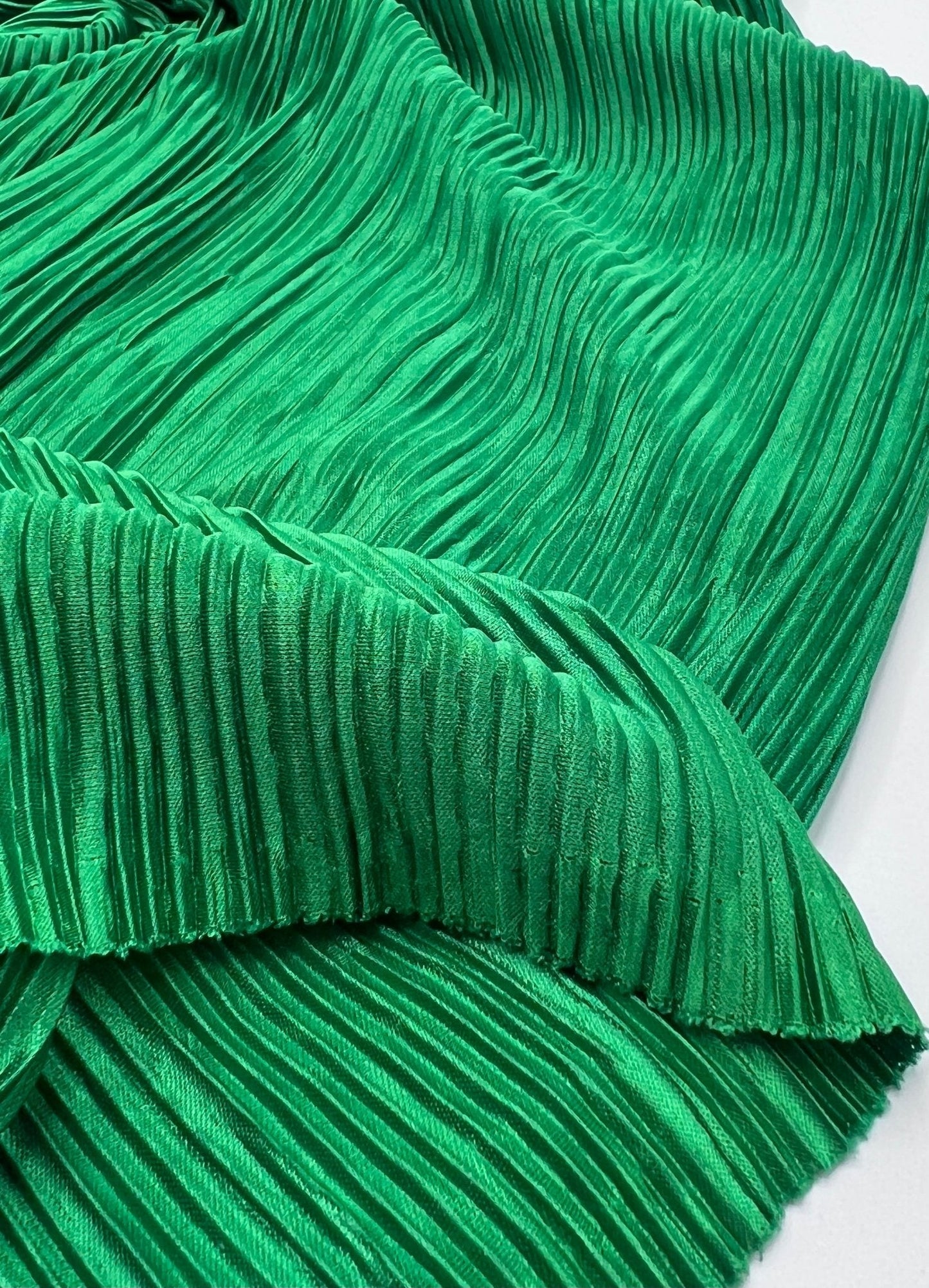 Green Plisse Pleated 2 Way Stretch Fabric