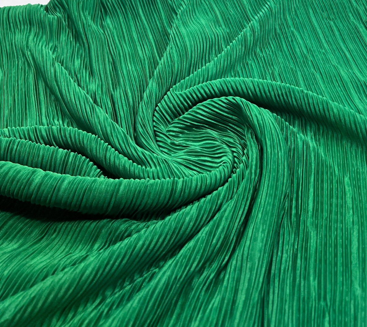 Green Plisse Pleated 2 Way Stretch Fabric