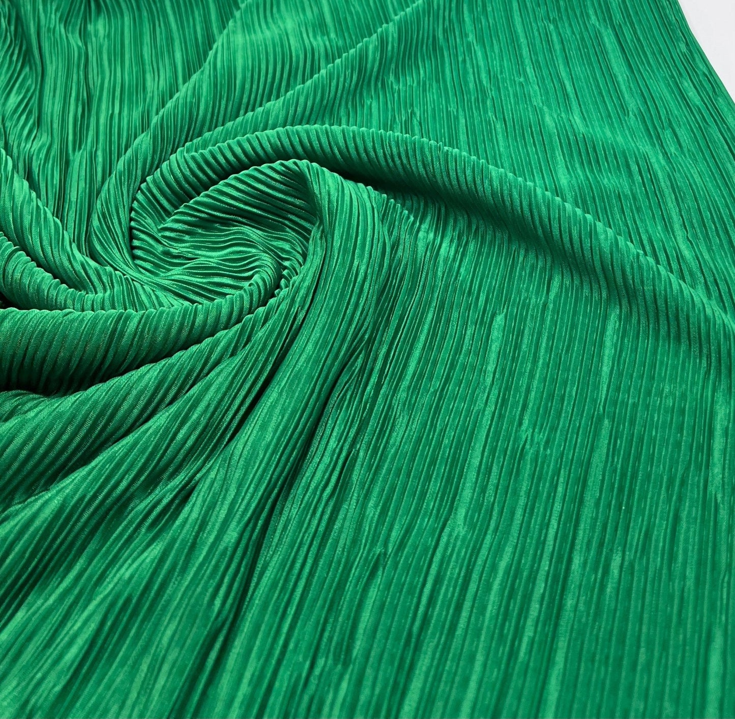 Green Plisse Pleated 2 Way Stretch Fabric