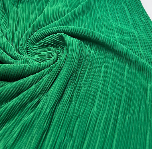 Green Plisse Pleated 2 Way Stretch Fabric