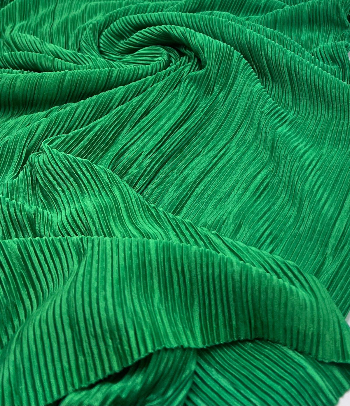 Green Plisse Pleated 2 Way Stretch Fabric
