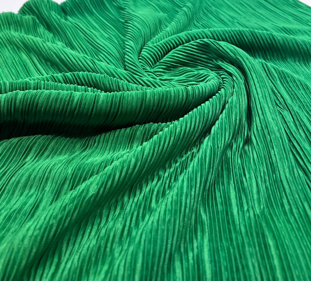 Green Plisse Pleated 2 Way Stretch Fabric
