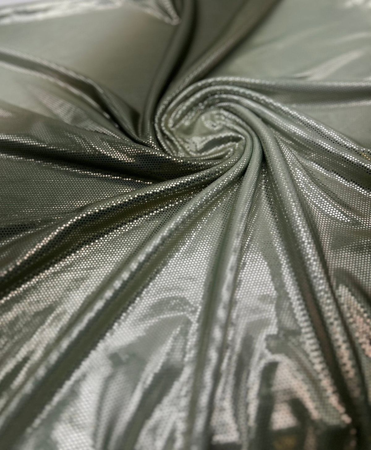 Green Silver Shiny Sequin Soft Touch 2 Way Stretch Fabric