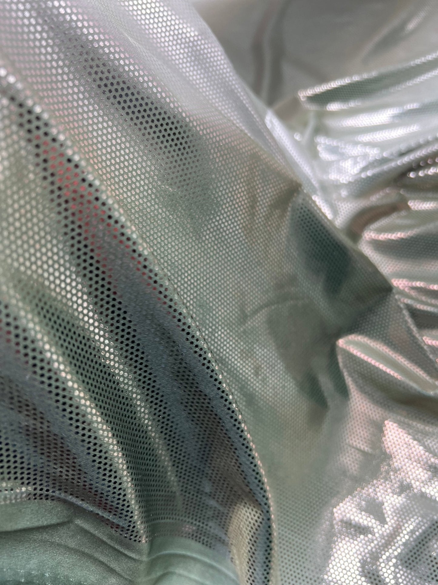 Green Silver Shiny Sequin Soft Touch 2 Way Stretch Fabric