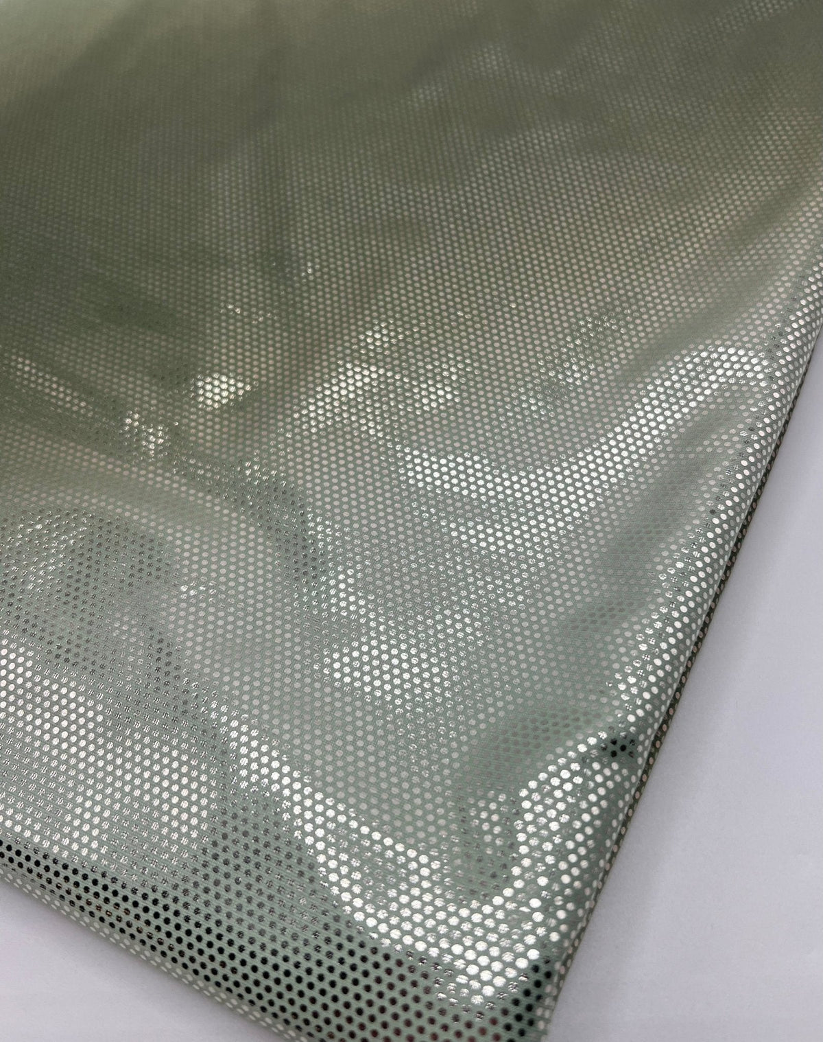 Green Silver Shiny Sequin Soft Touch 2 Way Stretch Fabric
