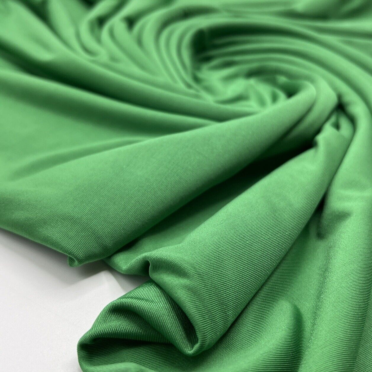 Green Plain Shiny Soft Touch Slinky 4 Way Stretch Fabric