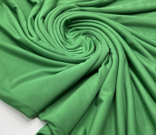 Green Plain Shiny Soft Touch Slinky 4 Way Stretch Fabric