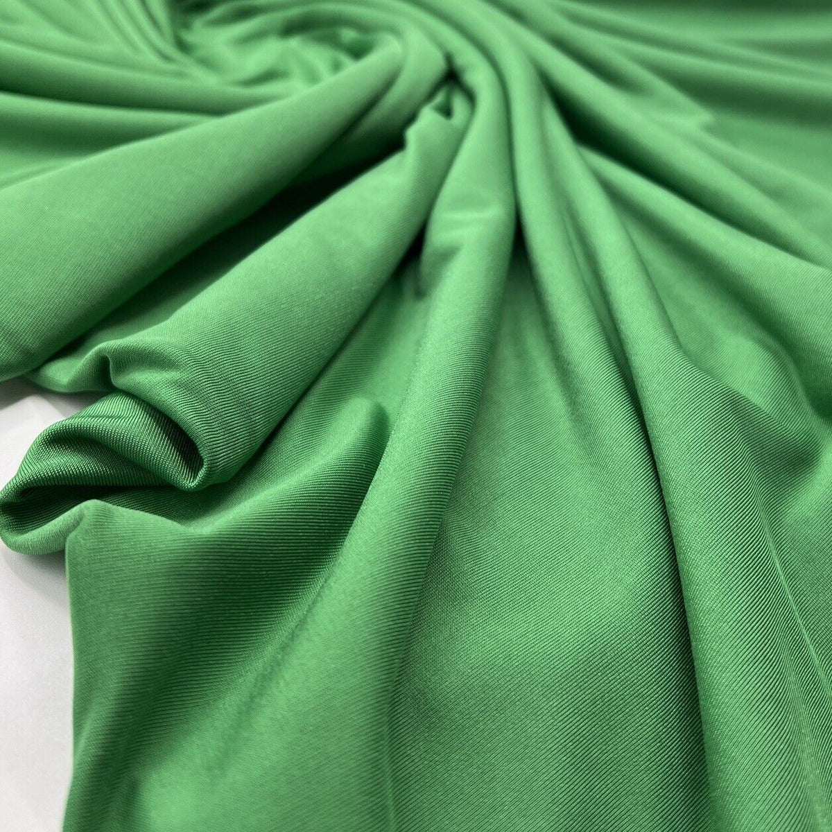 Green Plain Shiny Soft Touch Slinky 4 Way Stretch Fabric