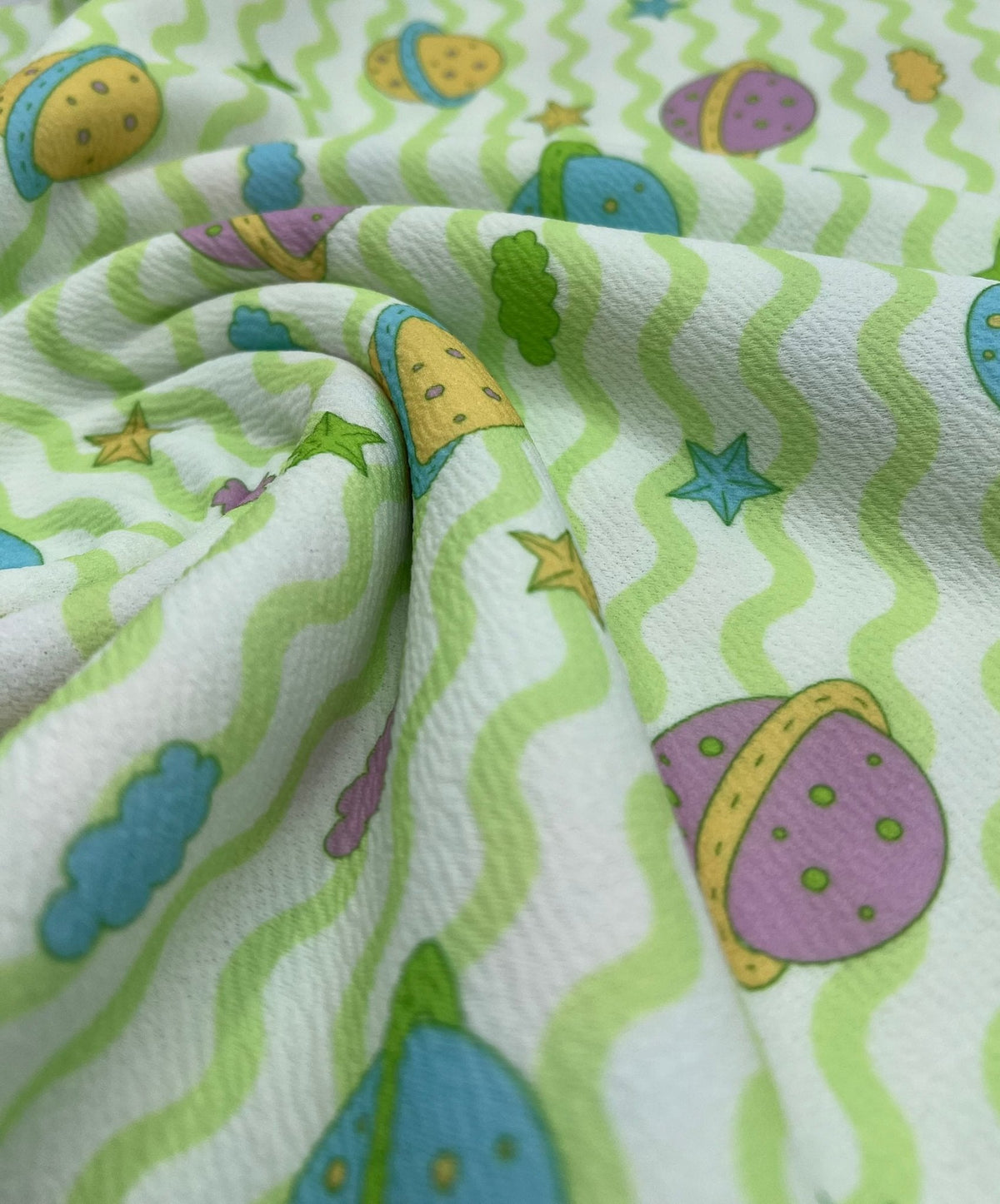 Green Space Print Liverpool Bullet Stretch Fabric