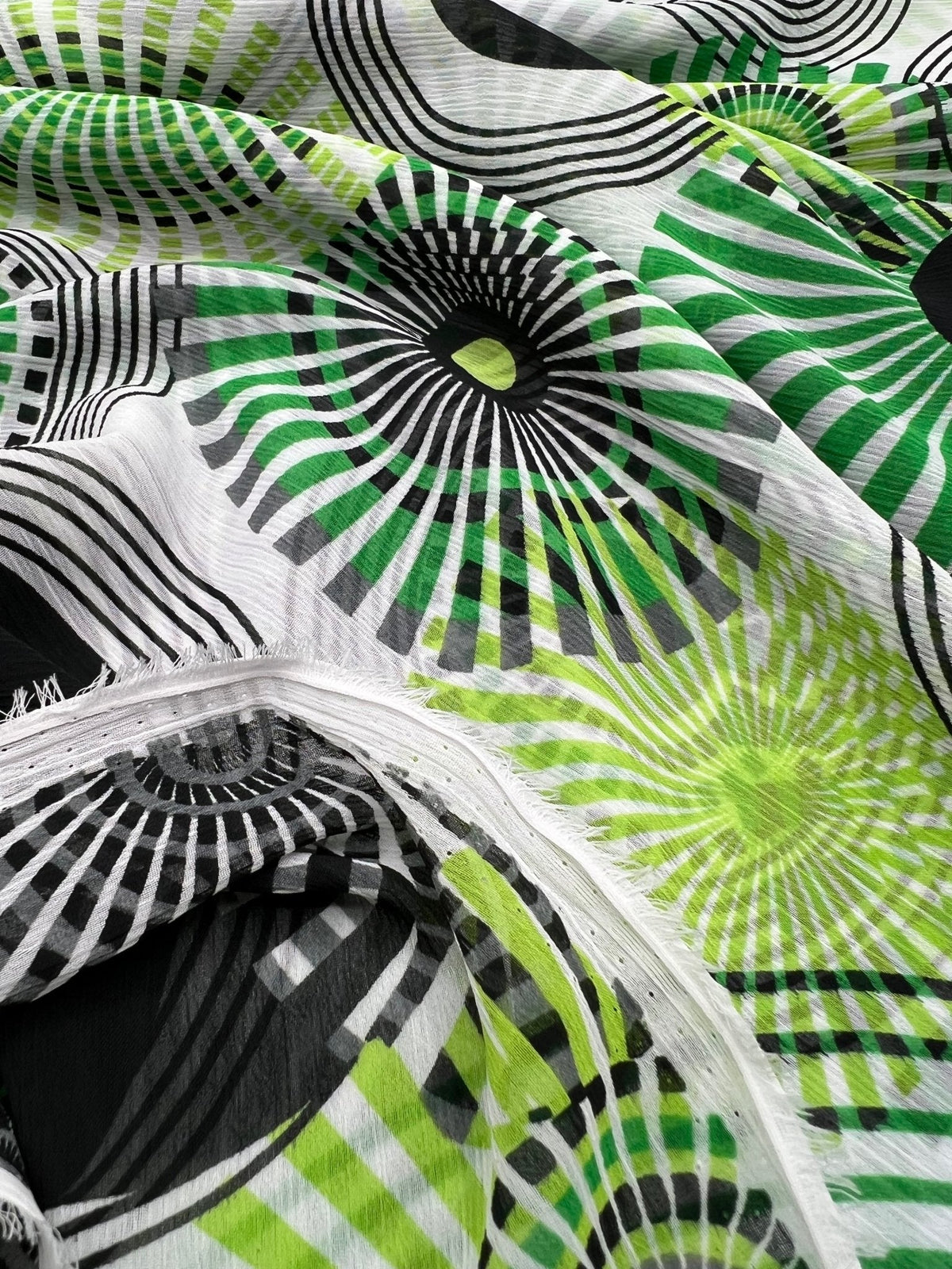 Green Swirl Printed Chiffon Dress Fabric