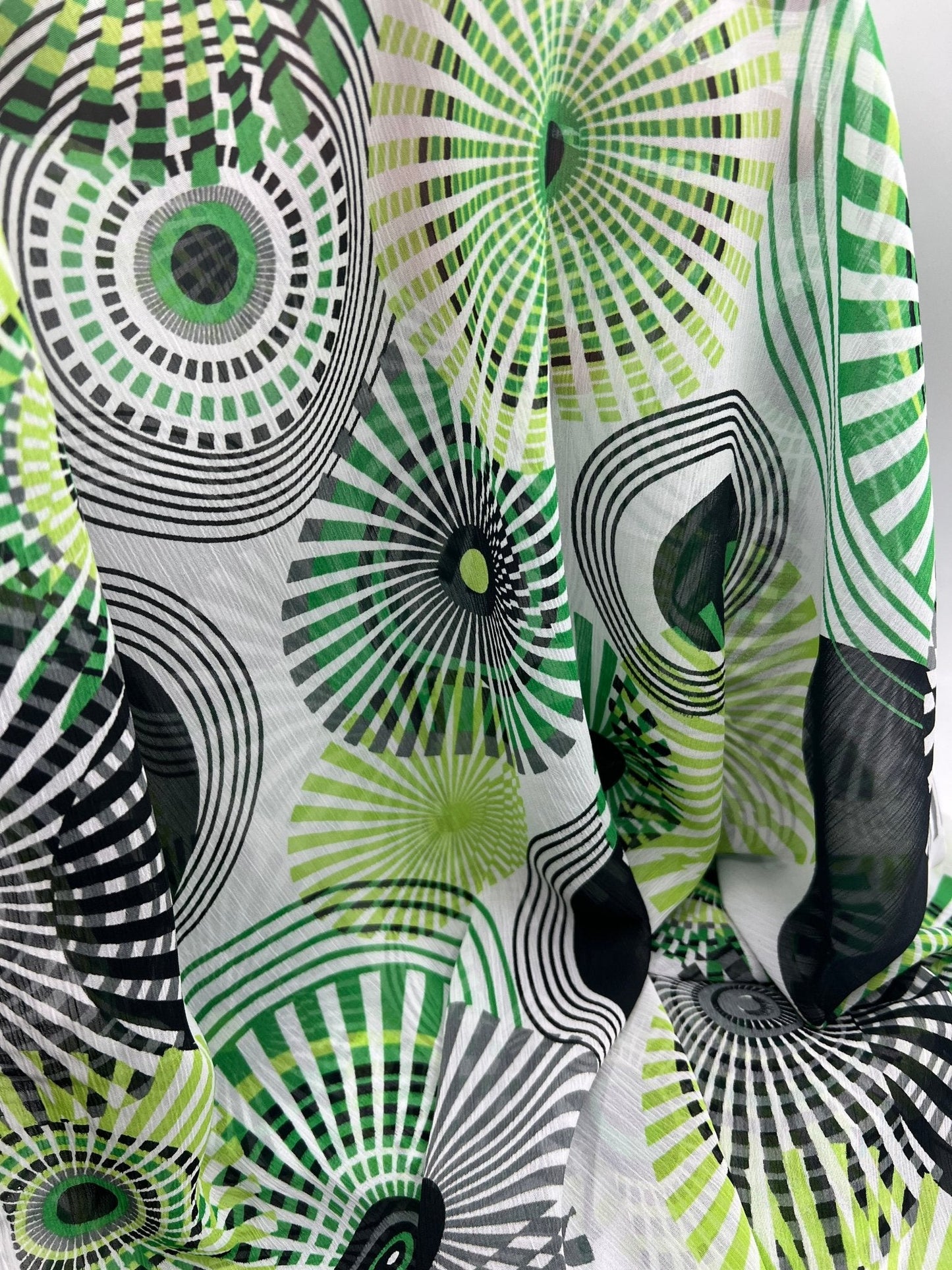 Green Swirl Printed Chiffon Dress Fabric
