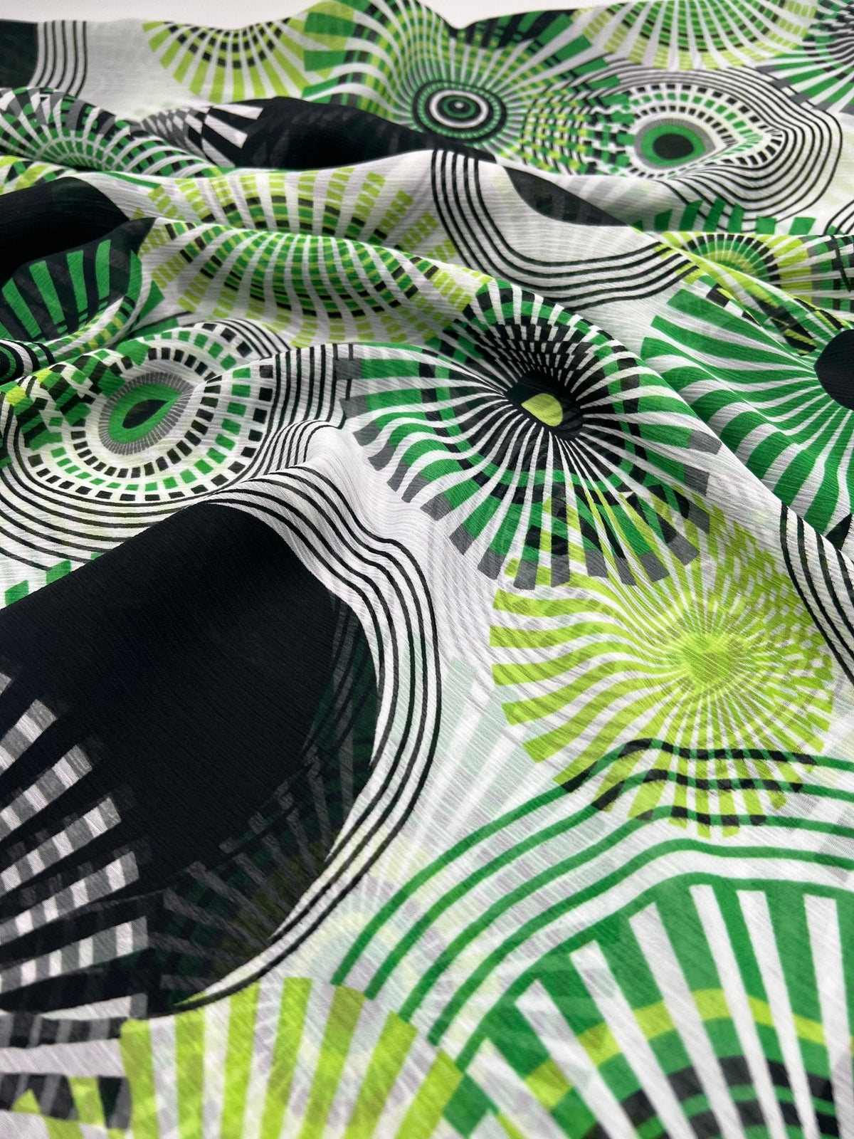 Green Swirl Printed Chiffon Dress Fabric