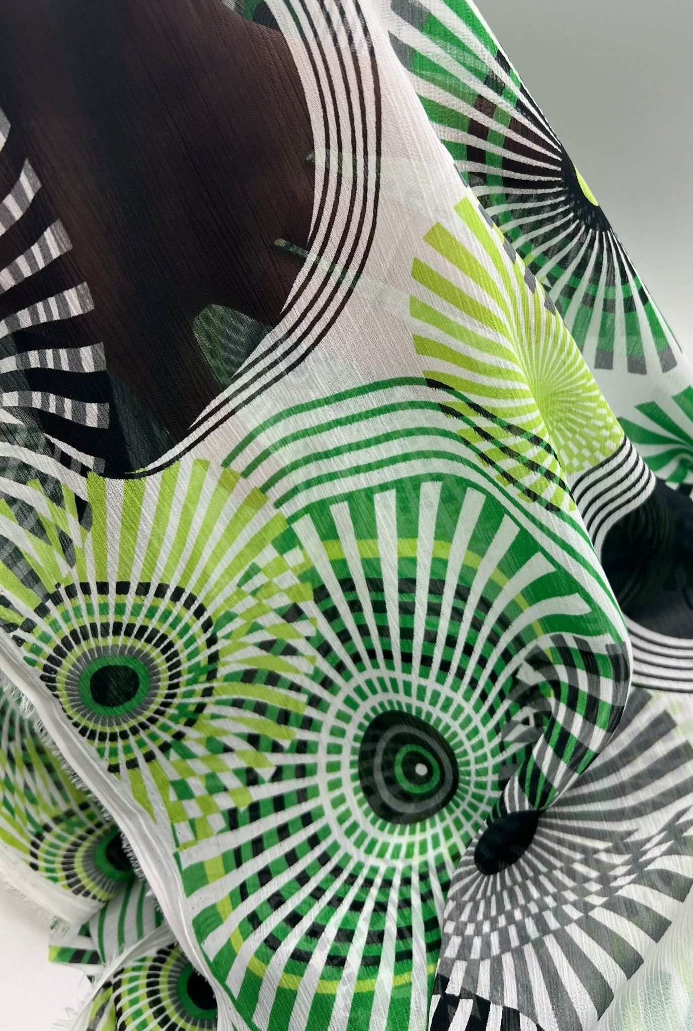 Green Swirl Printed Chiffon Dress Fabric