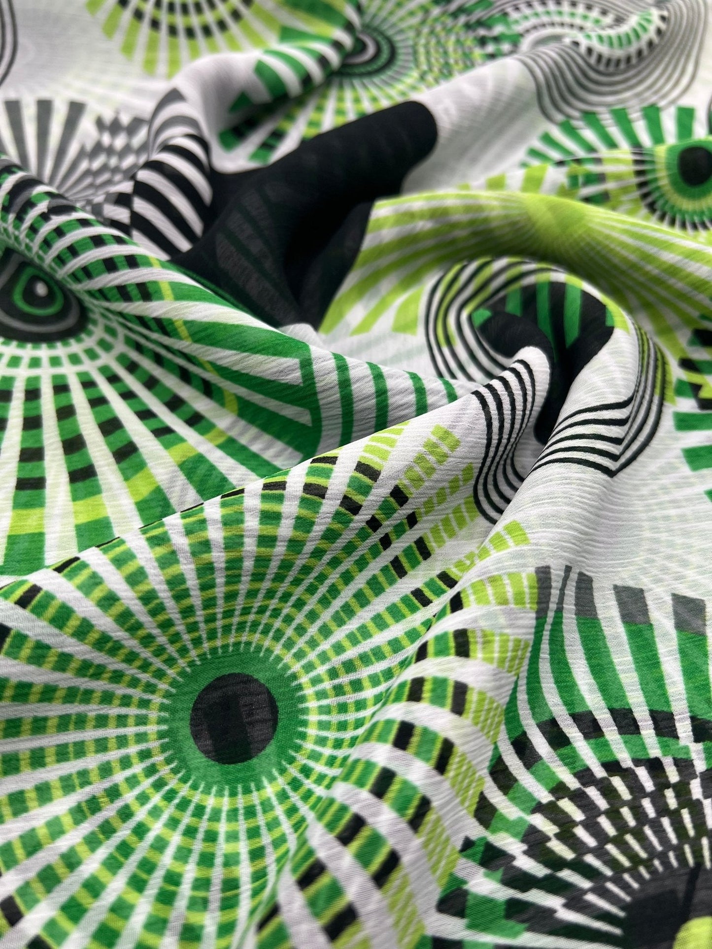 Green Swirl Printed Chiffon Dress Fabric