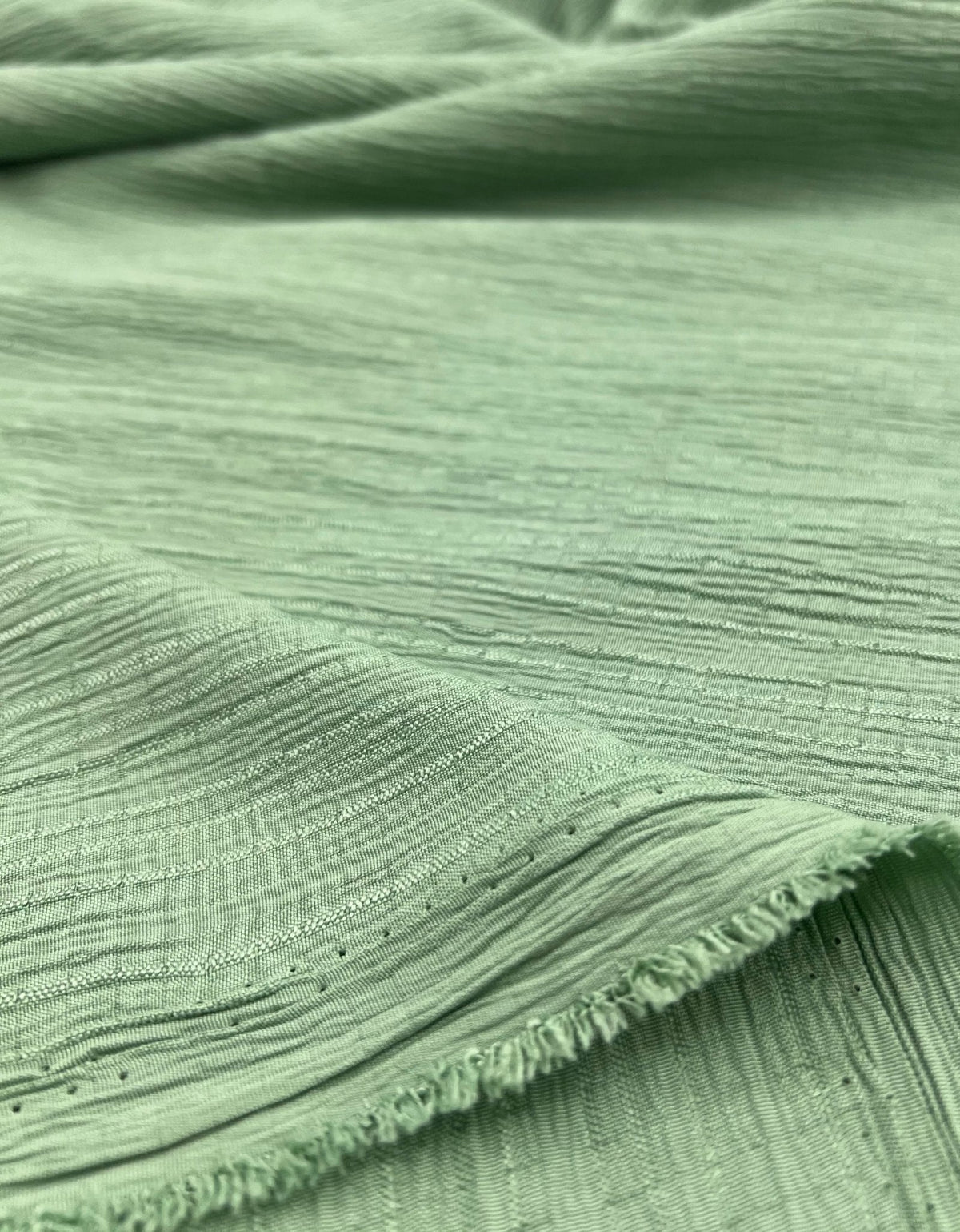 Green Textured Crinkle Lightweight Non Stretch Fabric