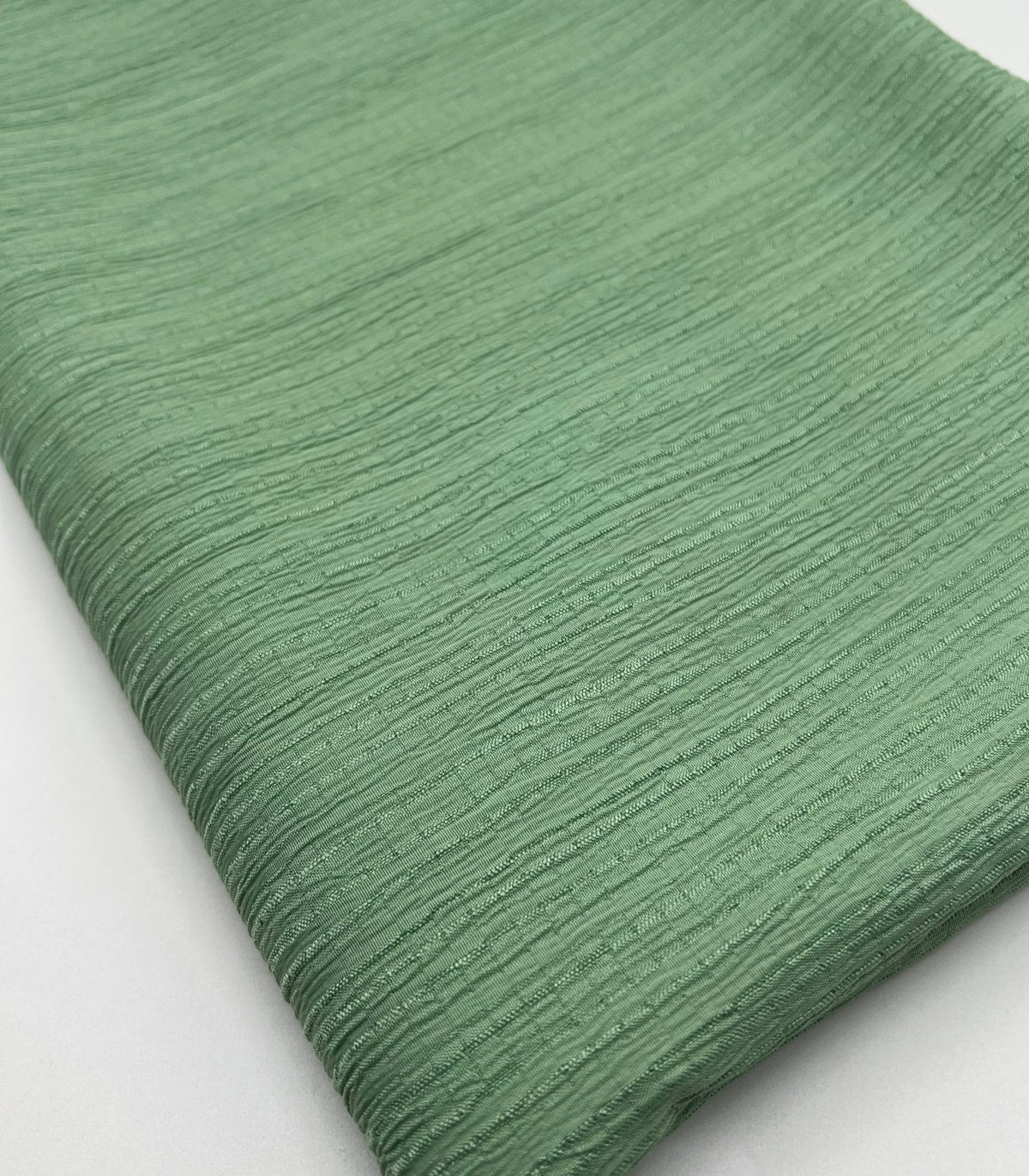 Green Textured Crinkle Lightweight Non Stretch Fabric