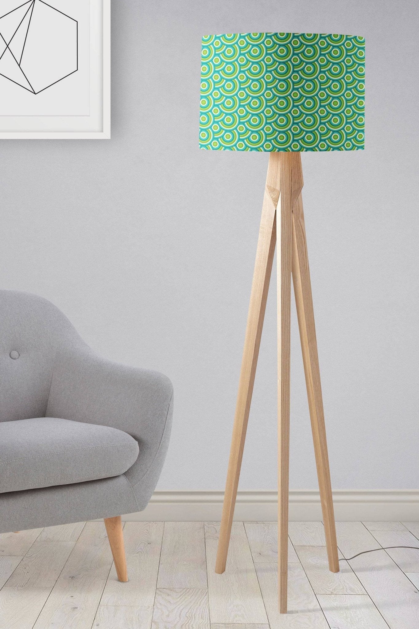 Green with a 70's Retro Circles DesignLampshade, Ceiling or Table Lamp Shade