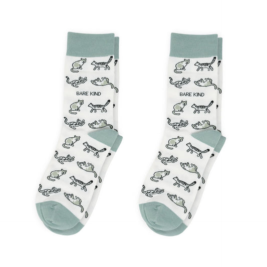Green Cat Pet Pair Bamboo Sock Set