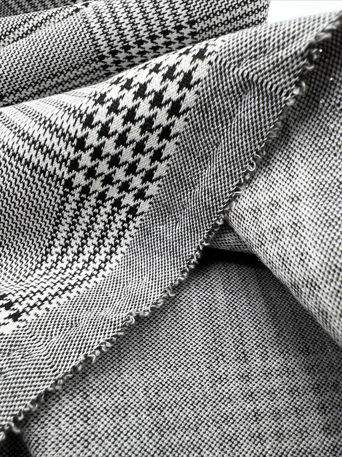 Grey Black Check Ponte Fabric