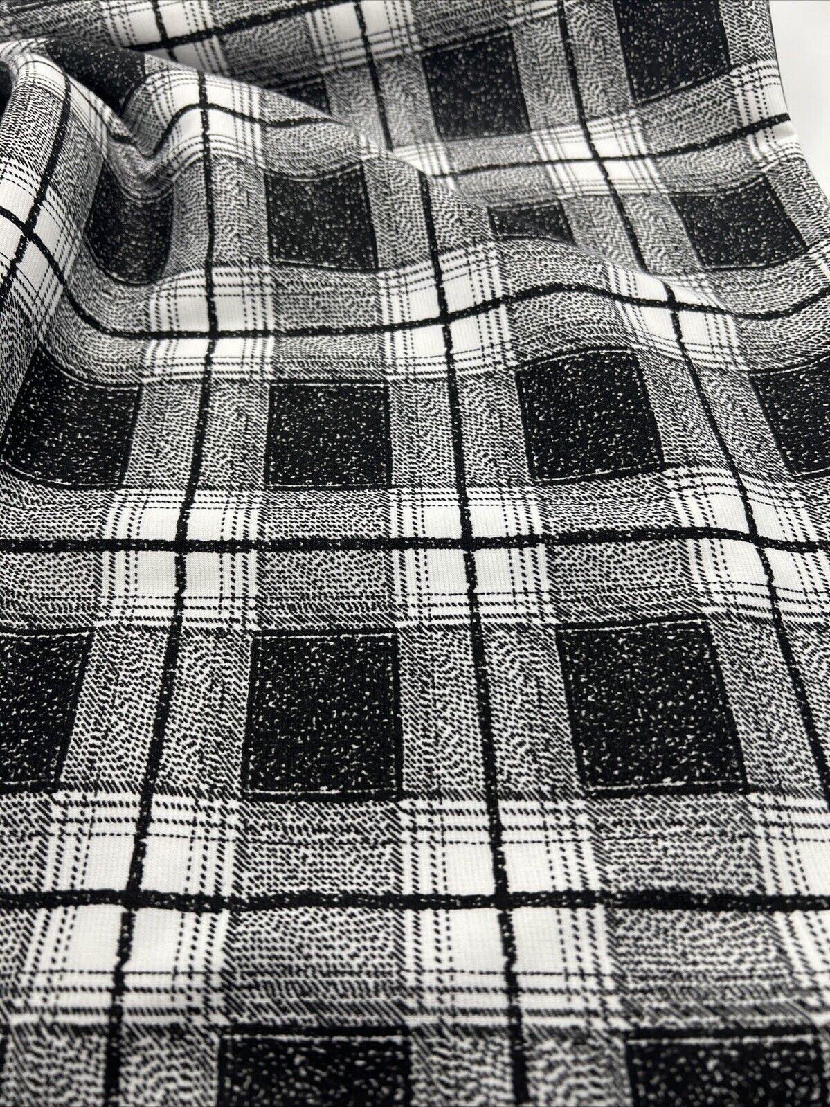 Grey Black Check Ponte Fabric