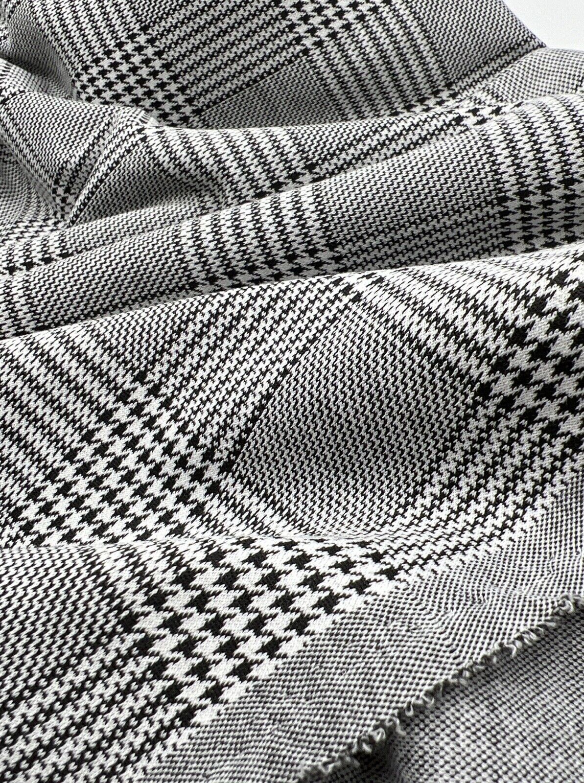 Grey Black Check Ponte Fabric