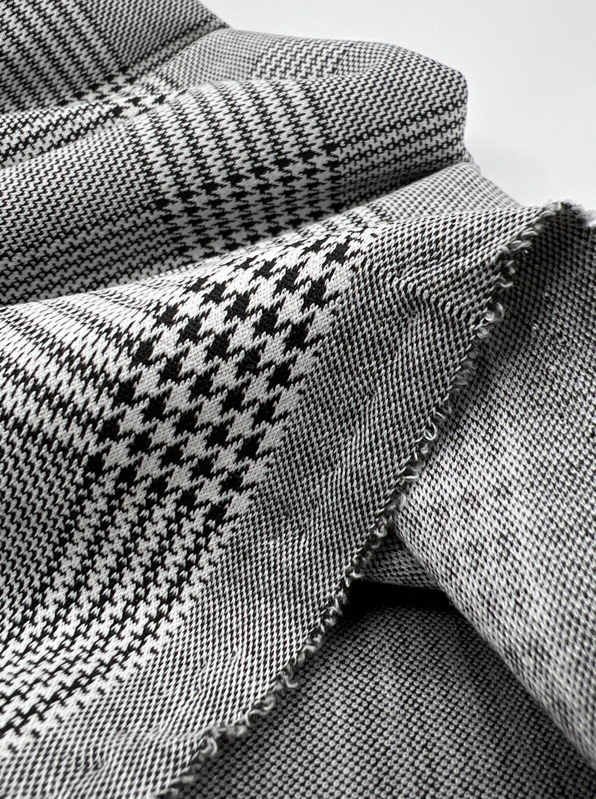 Grey Black Check Ponte Fabric