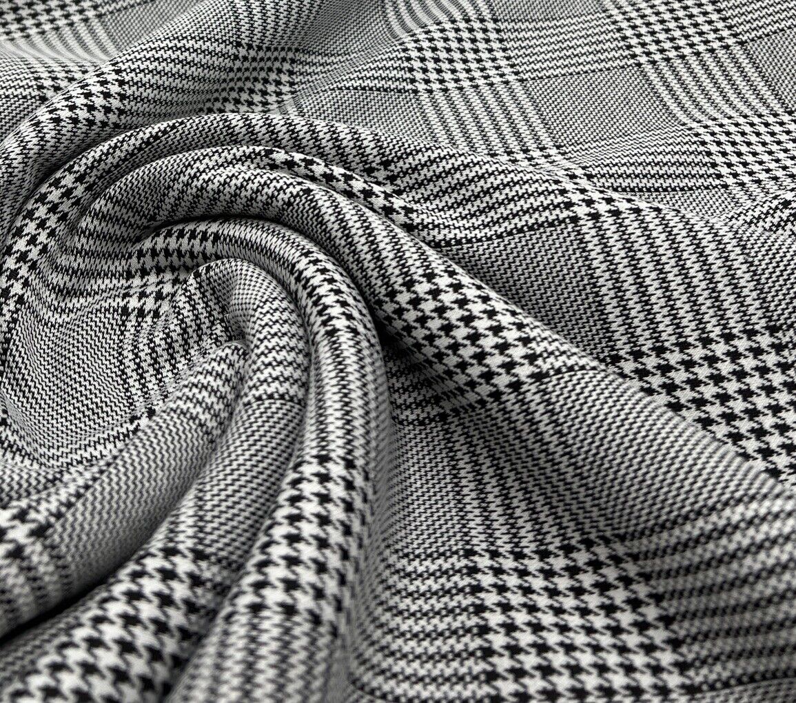 Grey Black Check Ponte Fabric