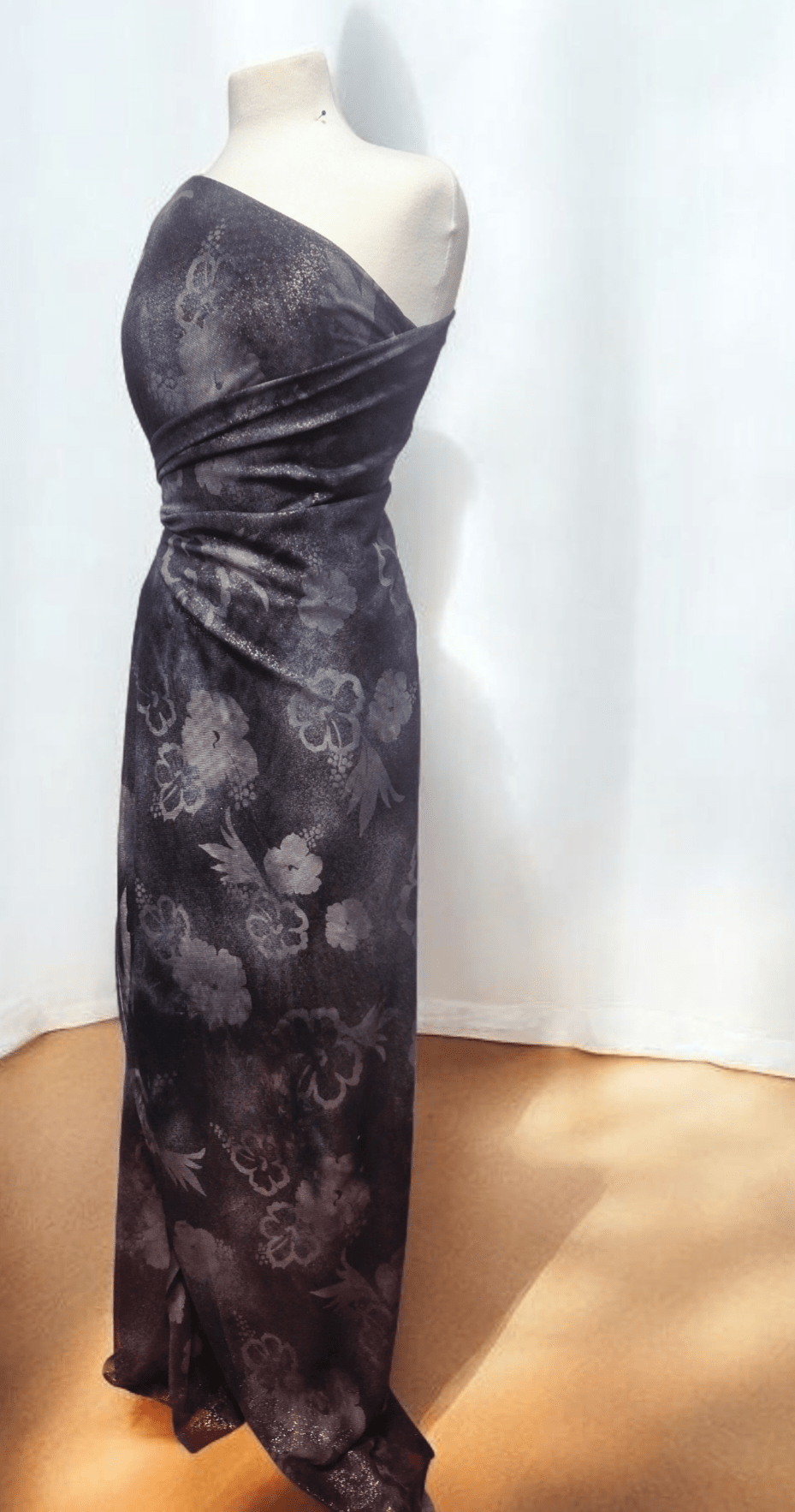Grey Black Gold Glitter Mesh Fabric Stretch