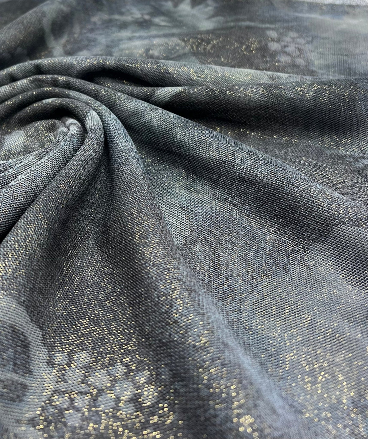 Grey Black Gold Glitter Mesh Fabric Stretch